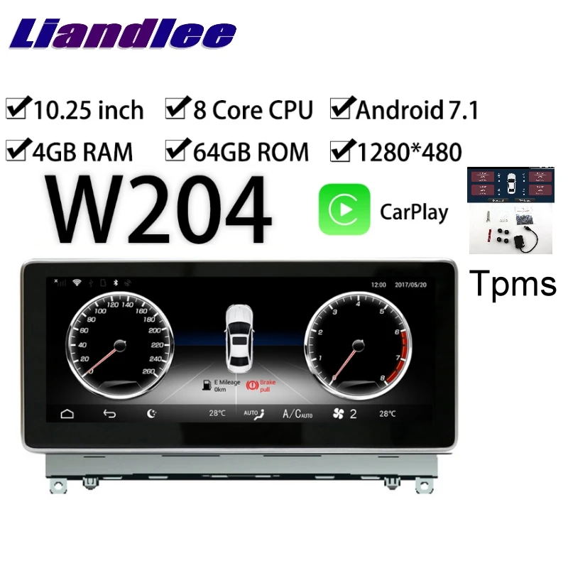 Liandlee автомобильный мультимидийный навигатор Аудио Радио для Mercedes Benz MB C Class W204 C180 C300 C250 2011~ CarPlay TPMS навигация NAVI