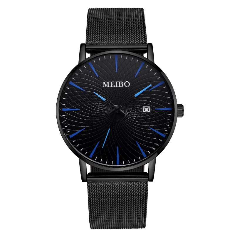 

New Reloj Hombre Men Business Calendar Watches Mens Stainless Steel Mesh Casual Quartz Watch Relogio Masculino Male Wristwatch