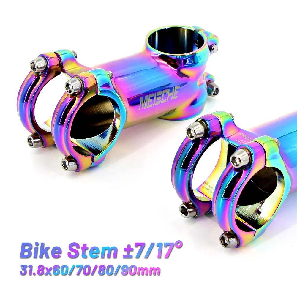 

Meische MTB Bike Stem 7 Degree Ultralight Alu 6061 60-90mm Bicycle Stem 17 Color Stem Mountain Bicycle Handlebar Rainbow Stems