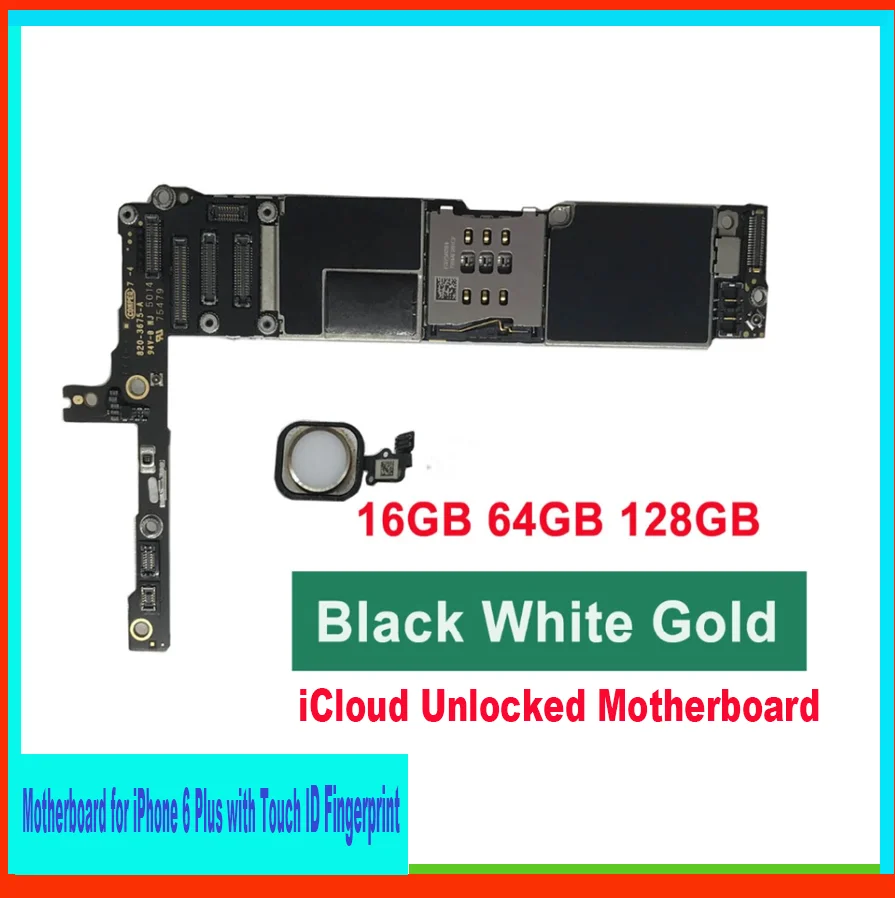 

iCloud Unlocked motherboard for iPhone 6 plus with Touch ID Fingerprint , For iPhone 6 plus Mainboard 16GB 64GB 128GBLogic Board
