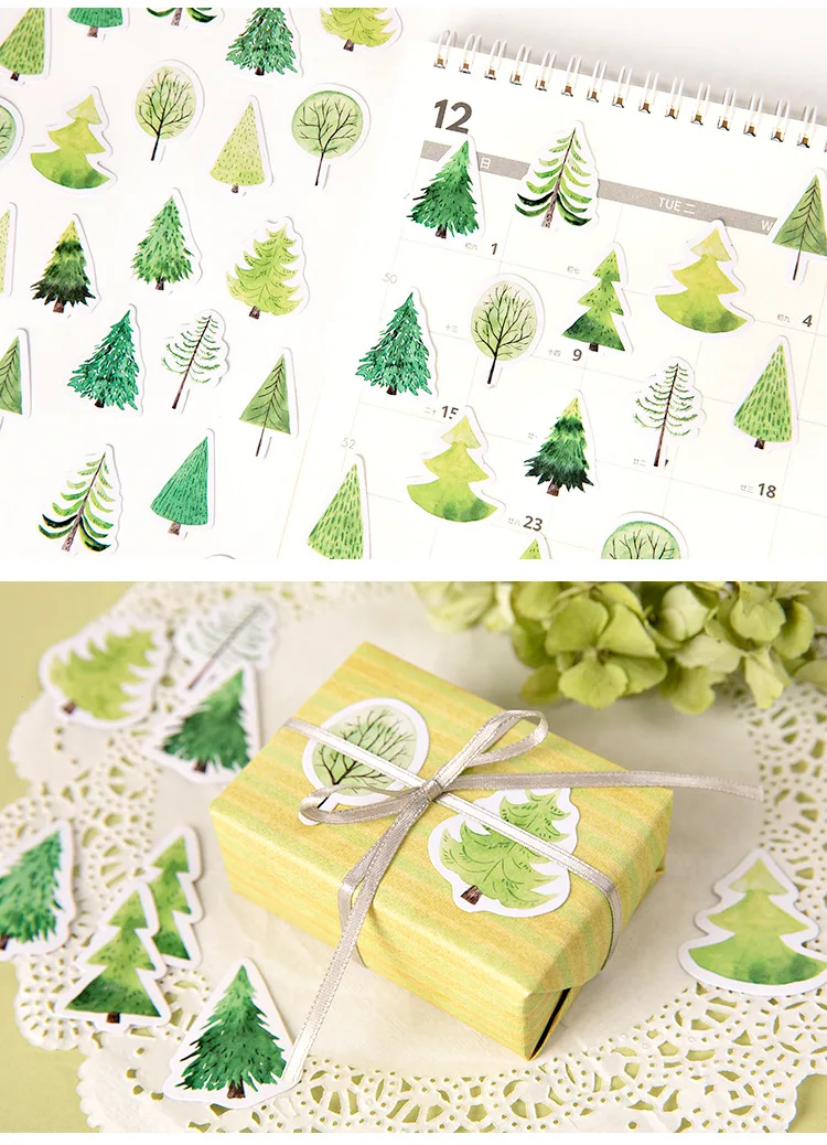 45 шт./кор. GreenTree Стикеры s лесные наклейки Бумага клей Стикеры для детей DIY Декор Скрапбукинг дневник принадлежности для альбома