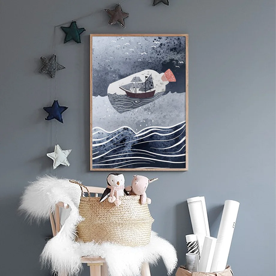 Настенная картина КИТ маяк бутылка для дрифтинга настенная Картина на холсте