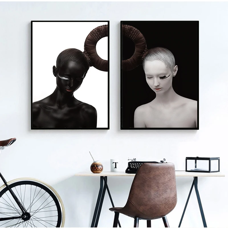 Художественная абстрактная картина YUMEART на холсте настенный постер черно белого