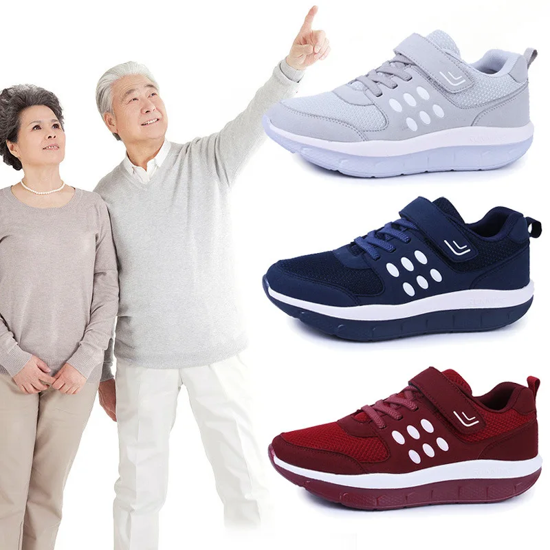 

Туфли-качалки большого размера из эластичной сетки и хлопка, туфли-качалки с высокой талией на толстой подошве для мужчин и женщин, прогулоч...