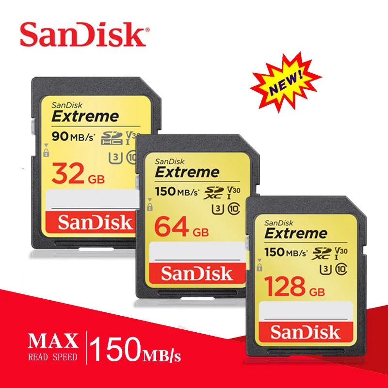 SanDisk Memory Card Extreme SDHC / SDXC SD 4K UHD 64GB 128GB C10 U3 V30 150MB s UHS-I Flash Free Shipping | Хранение данных