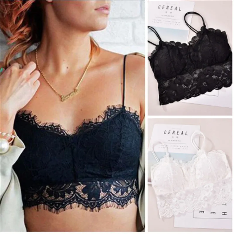 

Hot Sell Sexy Women's Black White Lace Strap Crochet Bras Tube Tops Lady Chest Wrap Bandeau Underwear Crop Top New Fashion 2019
