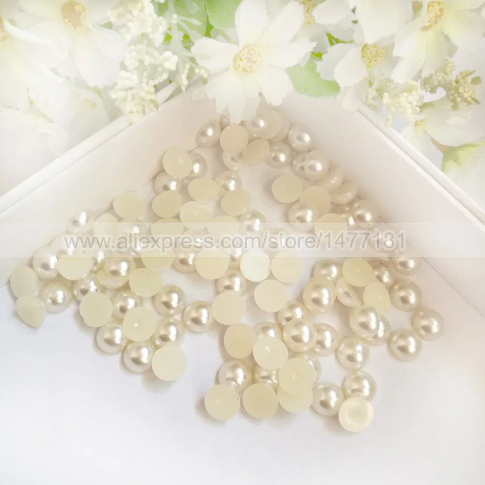 100 шт белый слоновая кость 10 мм полукруглый жемчуг плоская задняя имитация