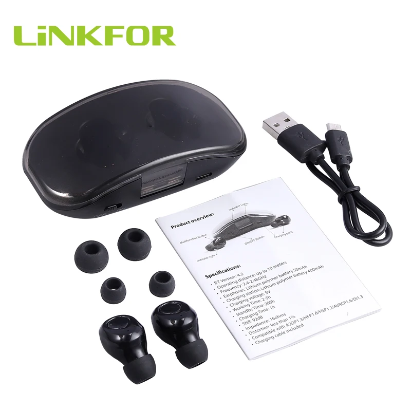 

LiNKFOR Mini TWS Twins True Wireless In-Ear Stereo Bluetooth-compatible Earphone Earbuds Headset Wireless Headset