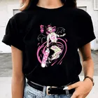 Футболка женская с коротким рукавом, милая рубашка с рисунком из аниме скейт, одежда в стиле Харадзюку, летняя