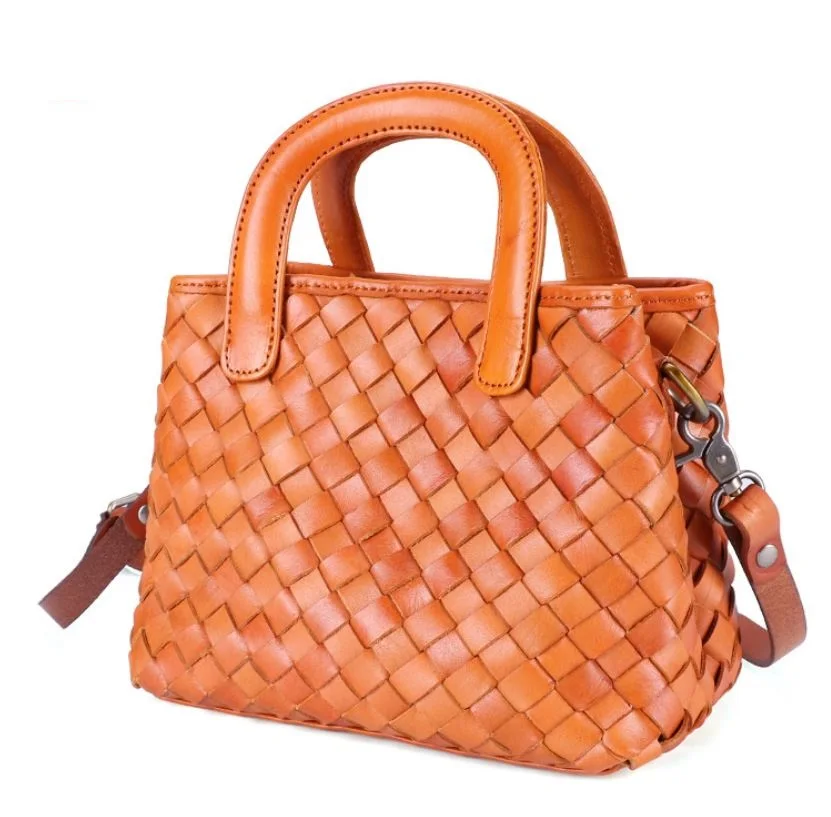 

Knitting Women hand-made Genuine leather Tote bags women shoulder bags female sling bag large capacity Messenger bag and totes