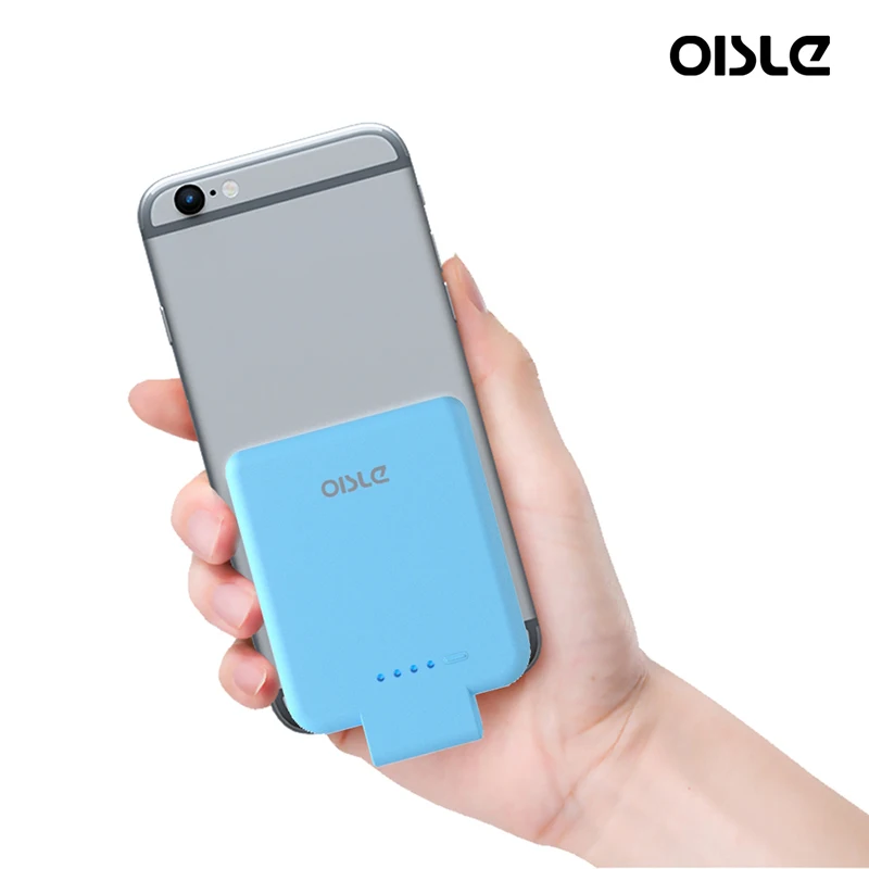 Blue 2800 мАч милый вставленный внешний аккумулятор с беспроводной приемник QI для iPhone 6 7 8/S X XR мини Встроенный чехол для зарядного устройства - Цвет: Blue