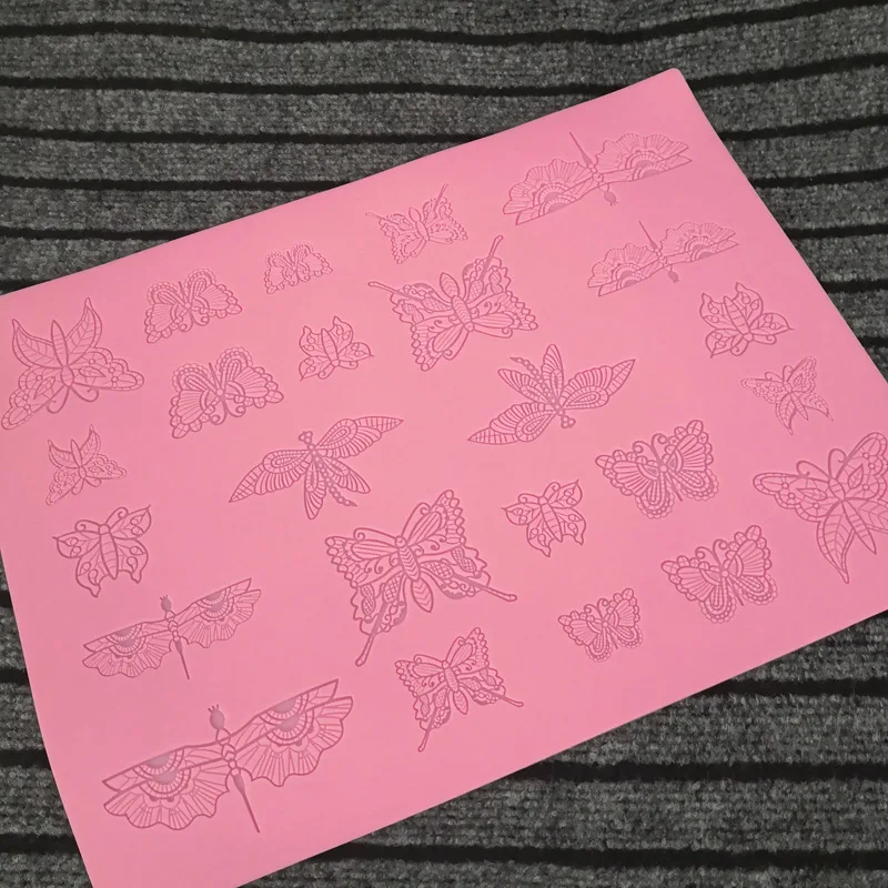 Новинка силиконовая форма с бабочкой стрекозой кружевом насекомыми помадкой