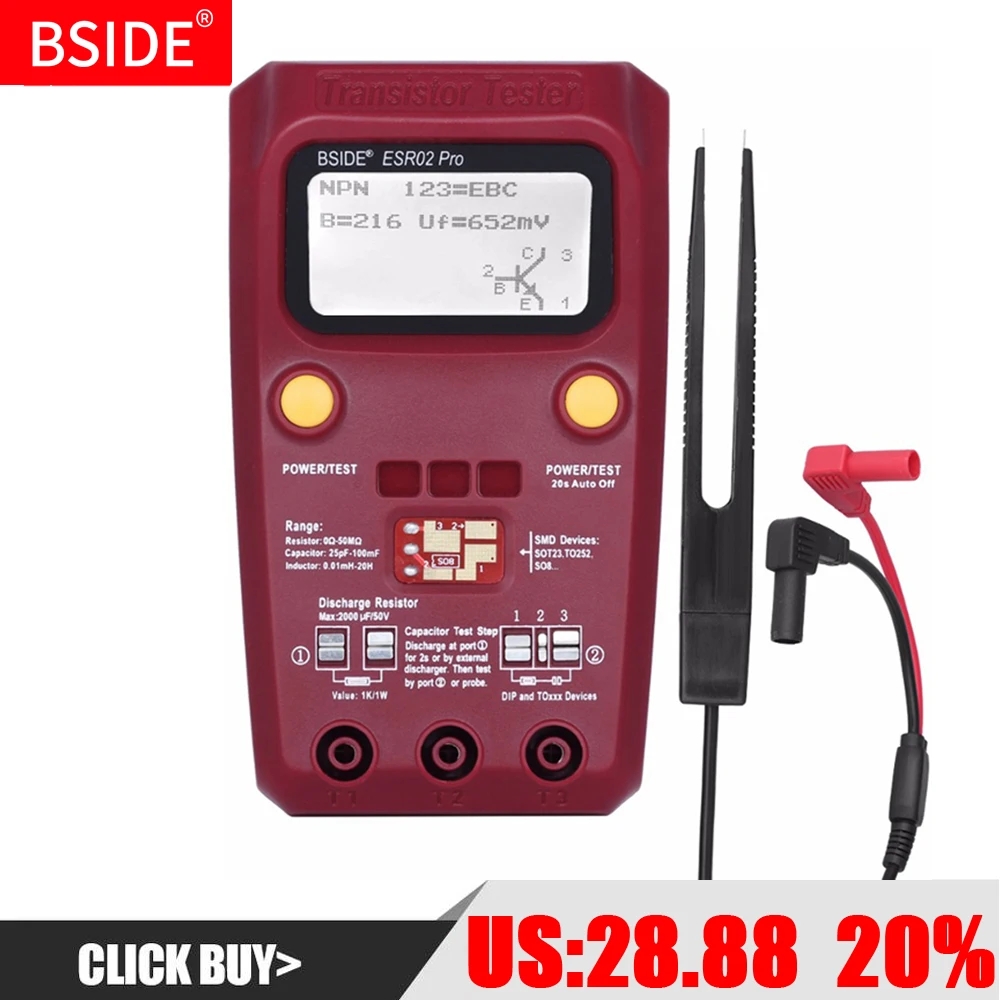 BSIDE ESR02PRO цифровой тестер транзисторов SMD диодные компоненты Триод сопротивления