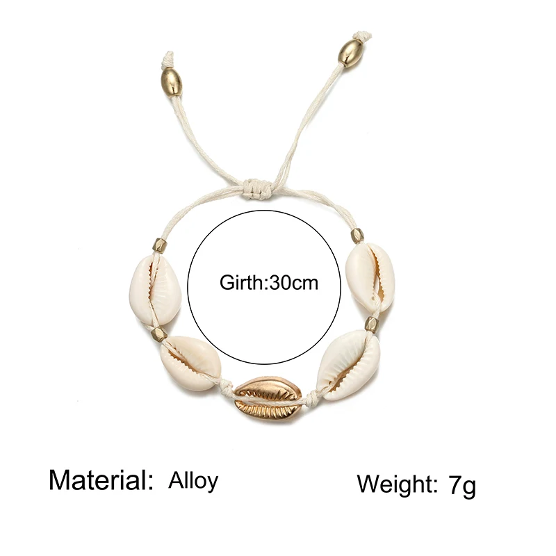 Ручной работы натуральная ракушка браслет Регулируемая белая веревка простой
