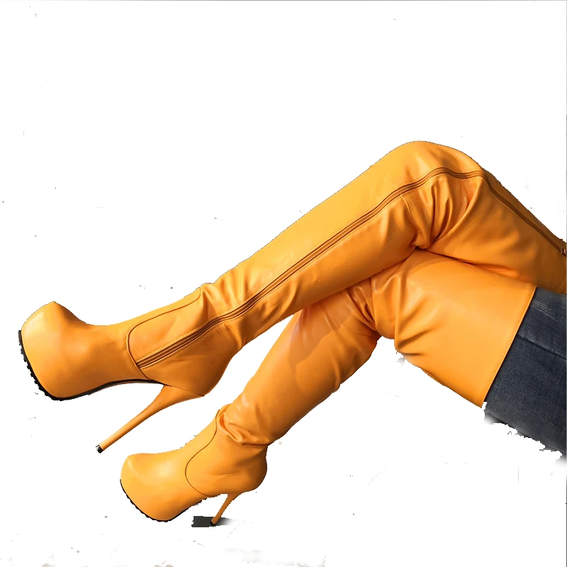 Женские Водонепроницаемые высокие сапоги до бедра матовые кожаные однотонные на