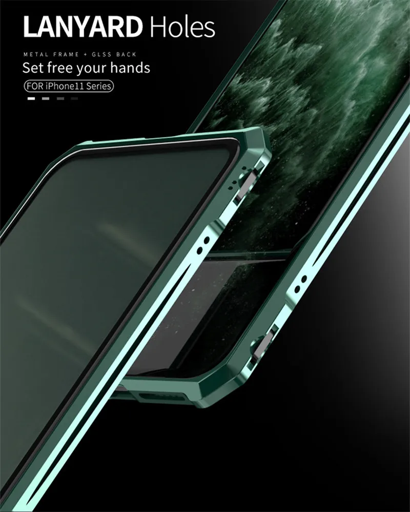 Для iPhone 11 Pro Max чехол Роскошный Алюминиевый металлический каркас жесткие прозрачные чехлы с закаленным стеклом для iPhone 11 Pro 11Pro Coque Funda