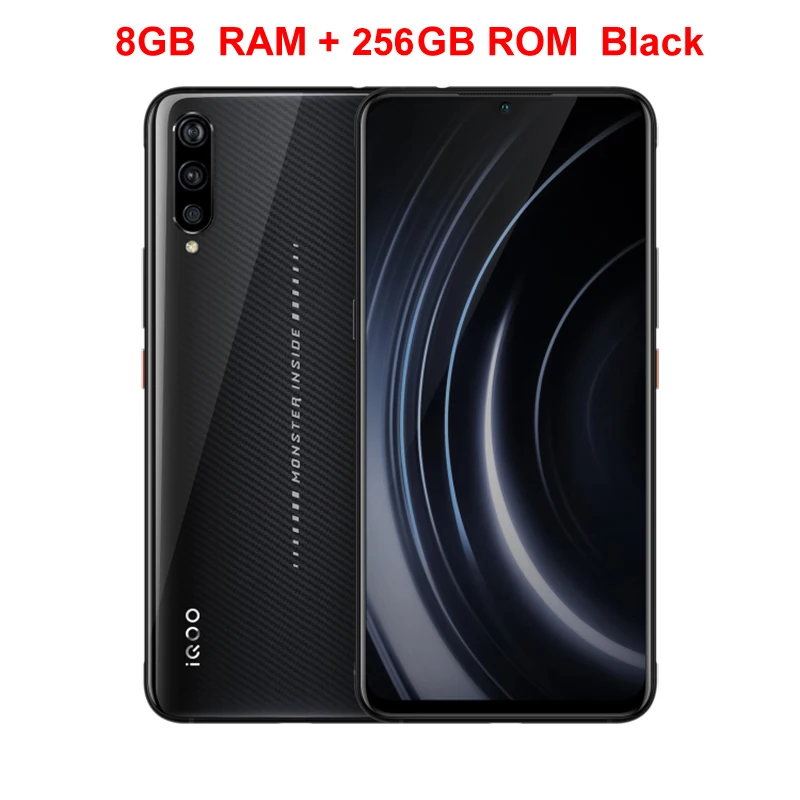 Black 8GB 256GB Vivo iQOO мобильный телефон 6,4" AMOLED 6G/8G/12G ram 128G/256G Восьмиядерный Snapdragon 855 Android 9 4000mAh NFC Смартфон - Цвет: Black 8GB 256GB
