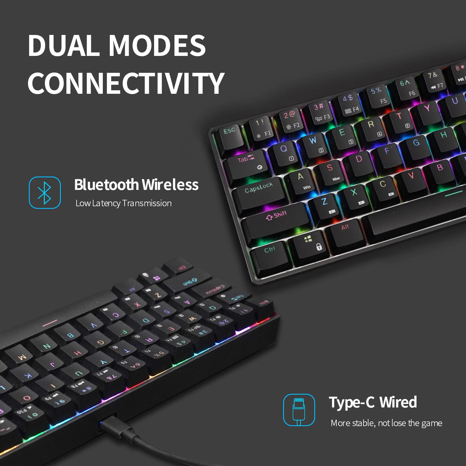 rk68 rk855 65 bluetooth rgb hot swappble mechanical gaming keyboard compact 68 keys wireless gamer keyboard for pc laptop free global shipping