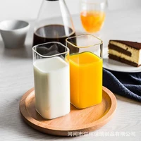 250ml clear glass cup modern minimalist style juice coffee milk mug ice beer cup creative square heat resistant drinkware set