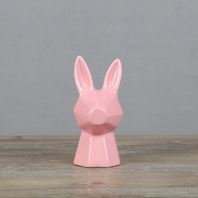 

1pcs simple Nordic ceramic rabbit head Creative vivid modern animal head Home soft decoration model room decoration