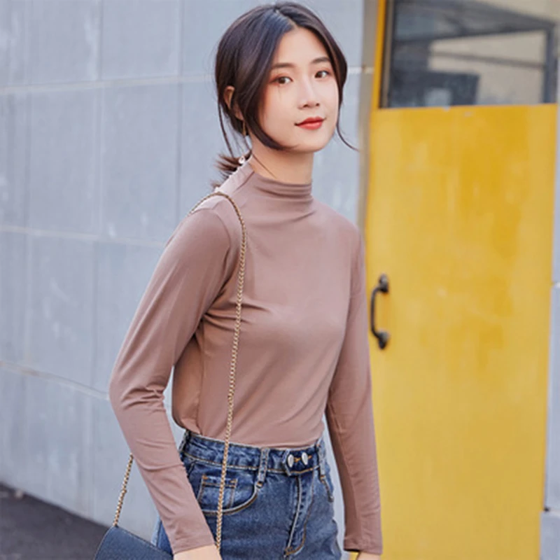 

2020 New Spring Female Cotton Solid High Quatily T-Shirt Casual Loose Ladies Tees Women O-Neck Slim Fit Fashion Tops LT208