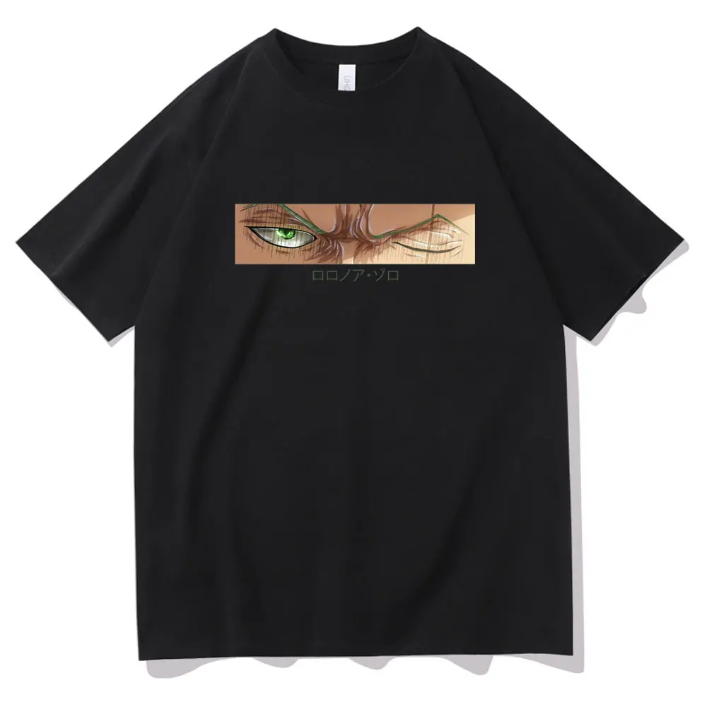 

2021 Summer Super Cool Japan Anime ONE PIECE Short Sleeve Tee Manga Roronoa Zoro Eyes Print Tshirt Men Women Harajuku T Shirt