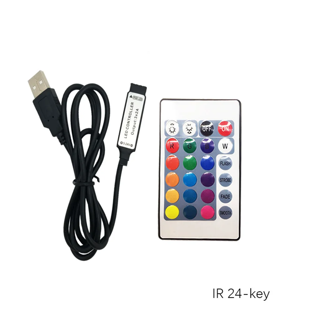 Светодиодный контроллер с 24 клавишами, светодиодный ИК-контроллер rgb, светодиодный пульт дистанционного управления 12 В 12 в 6 А для RGB 2835 3528 5050, светодиодная лента - Цвет: USB Controller
