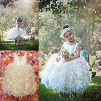 white ivory feather princess ball gowns luxury feather birthday gowns celebrity gowns infant toddler girls first communion gowns