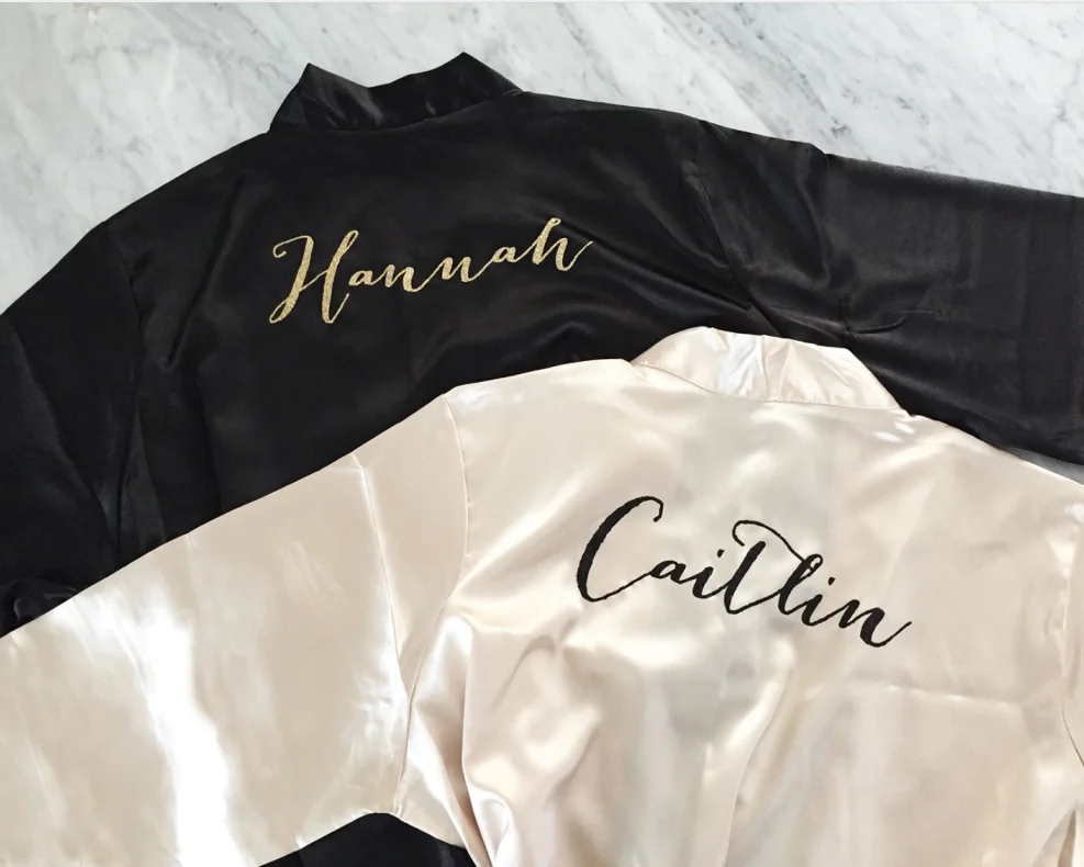 

personalise brithday gift glitter gold satin Bride bathrobe custom names bridesmaid rob monogrammed dress robe kimono sleepwear