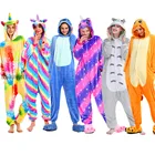 Комбинезон фланелевый для взрослых, милая мультяшная пижама в виде животных, единорога, унисекс, зимний костюм для сна