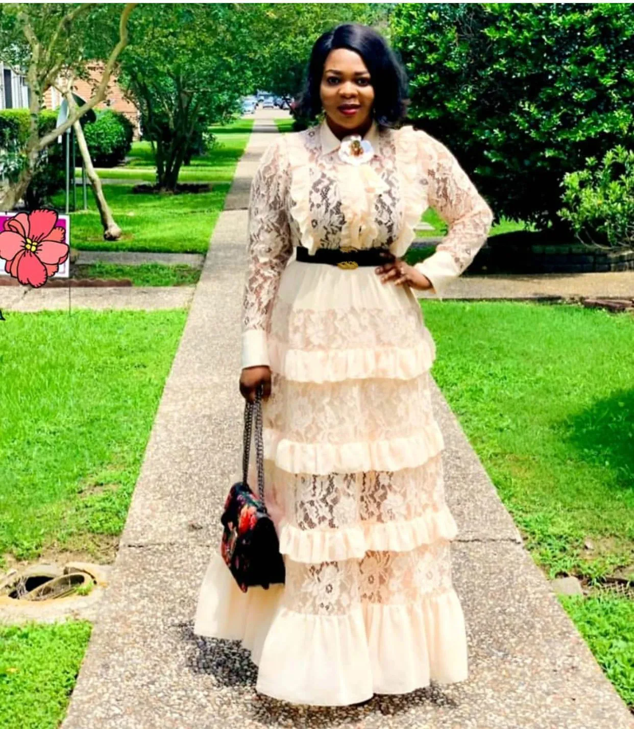 Кружевное шифоновое платье в пол повседневное однотонное с отложным воротником