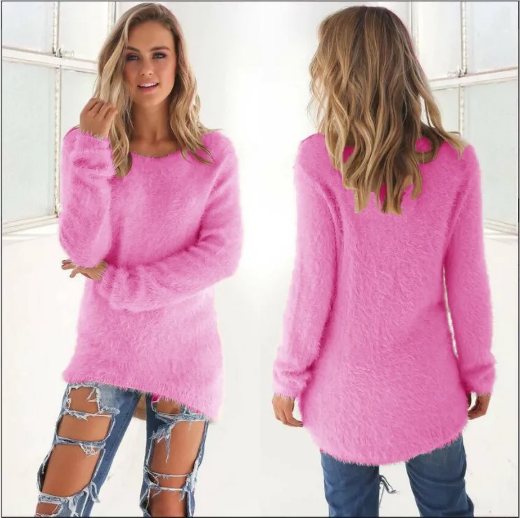 Пуловер женский однотонный очень мягкий и удобный с круглым вырезом | Женская