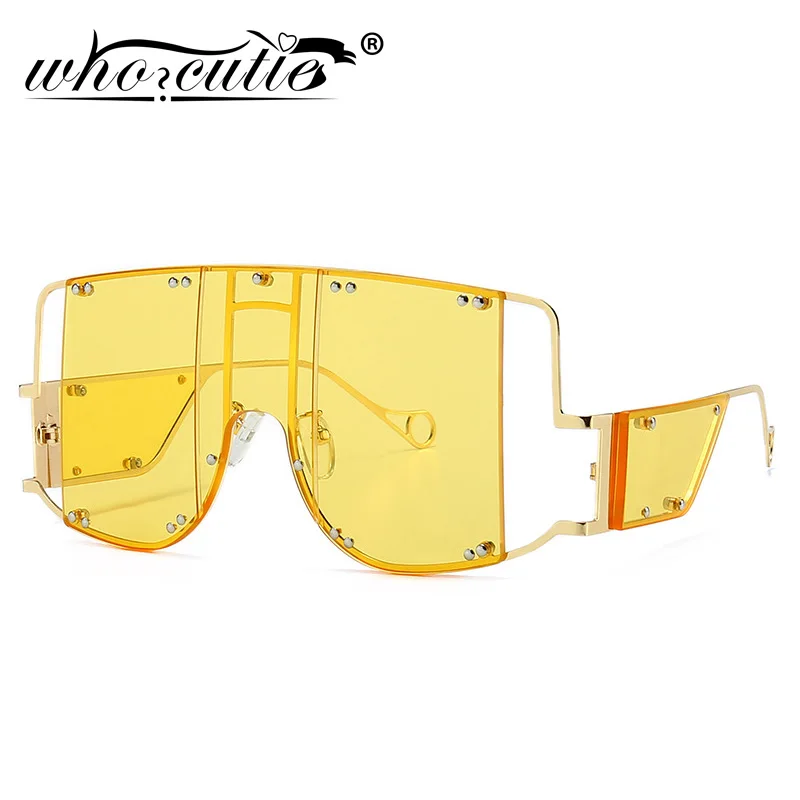 Fashion Square Rihanna Sunglasses Women Oversized Mirror Men Shades Glasses Luxury Brand Metal Rivet Trendy Female Eyewear S116 |