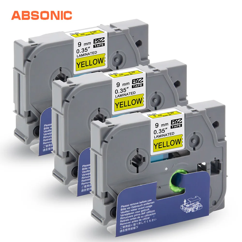 Absonic 3 шт. TZe 621 TZ ламинированные клейкая лента Brother P touch cube PT D210 H110 D600 D700 машины для
