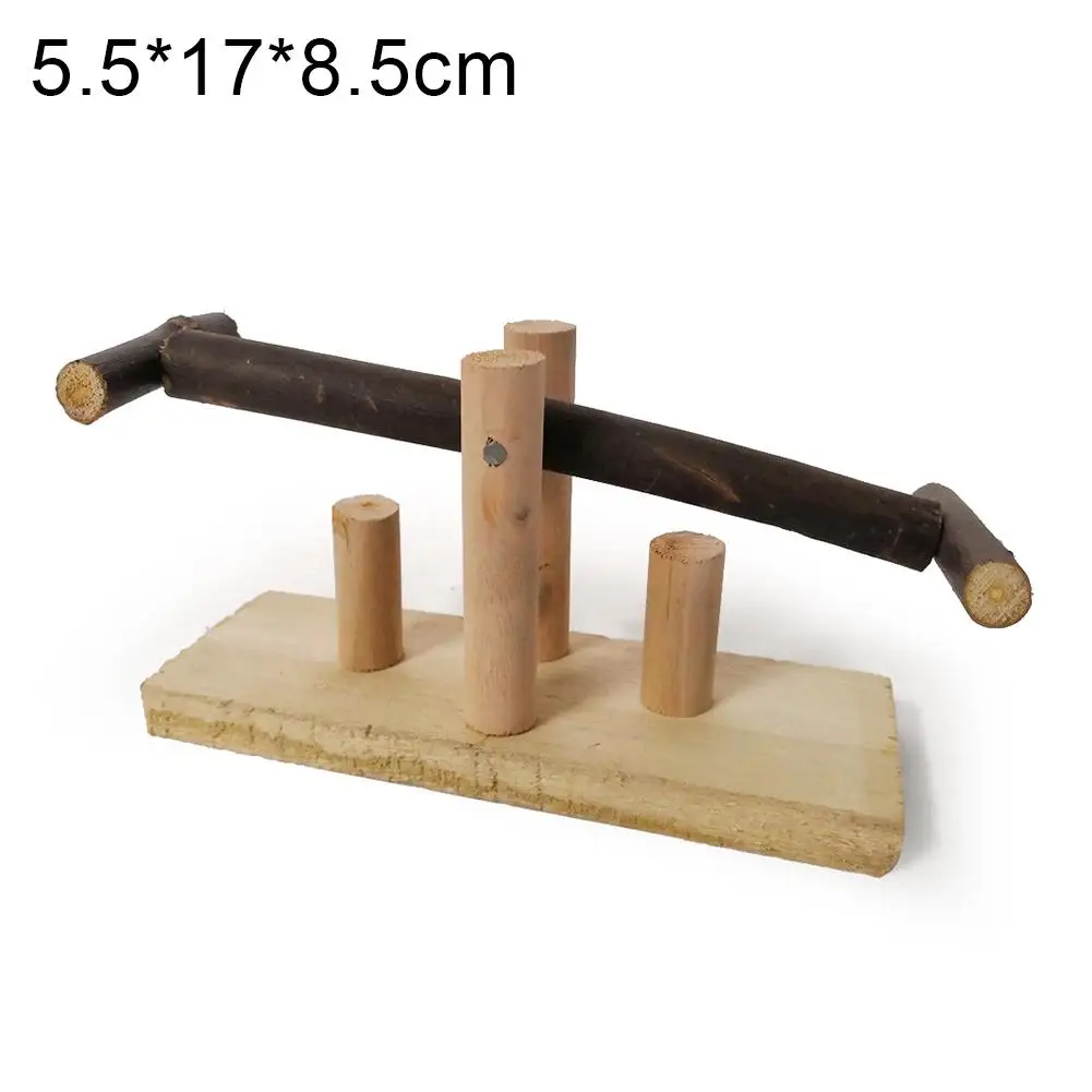 

Pet Bird Parrot Wood Climbing Stand Seesaw Platform Swing Bite Chew Cage Interactive Toy Log Color Standing Entertainment Pendan