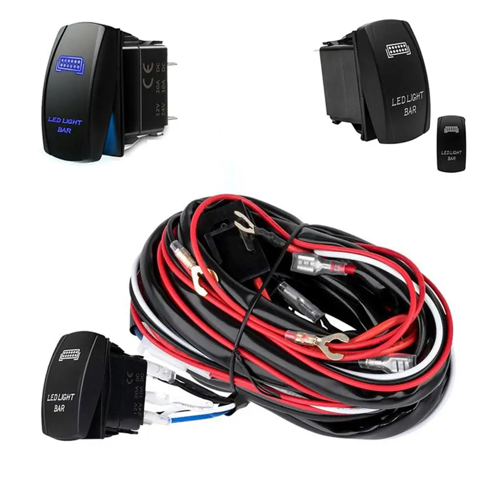 

Universal 12V LED Work Light Bar Laser Rocker Switch Wiring Harness Kit 40A Relay Fuse Set For Cars Truck Motorcycle Dropship