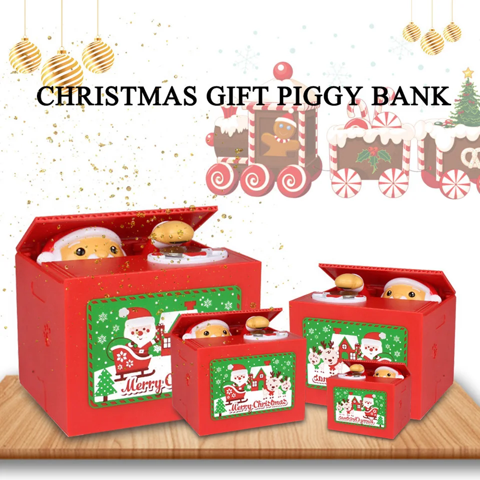Счастливого Рождества копилка для денег Милая кража монета Санта Копилка-свинья