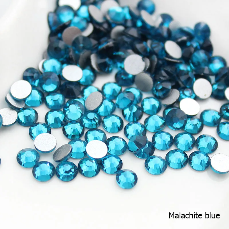 malachite blue SS3-SS20 сапфировые Стразы для нейл-арта, 1440 шт, плоская задняя часть, не горячая фиксация клея, стразы для нейл-арта, бутик и высший сорт - Цвет: malachite blue
