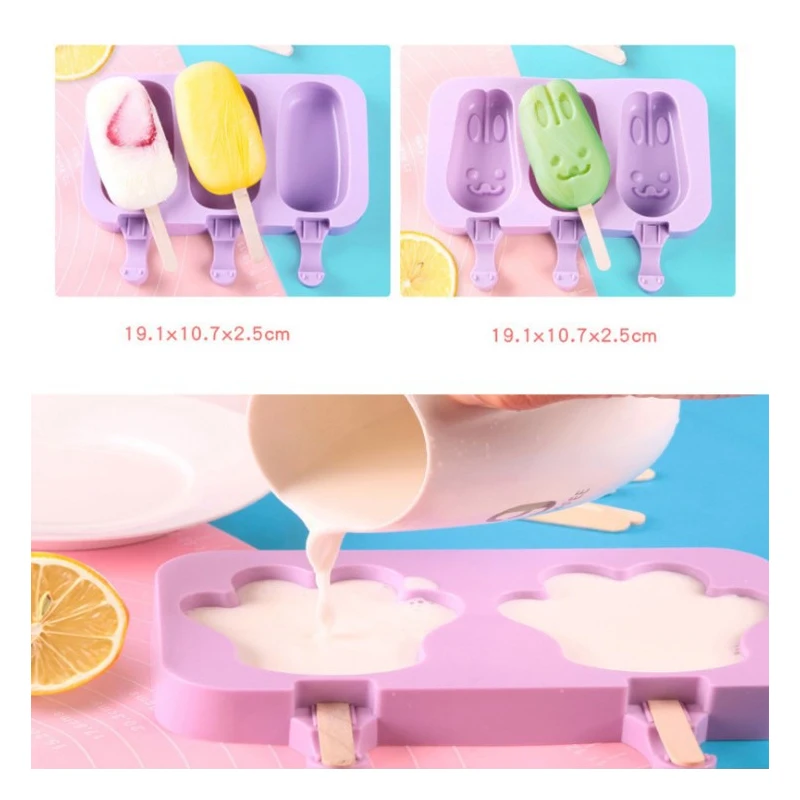 Силиконовая форма для мороженого с крышкой животных приготовление желе шариков