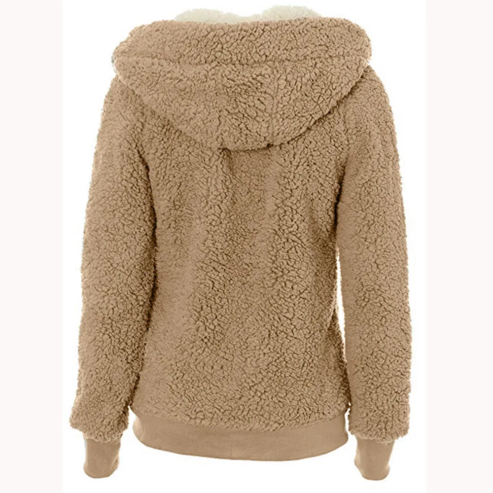 Зимняя женская куртка повседневное мягкое флисовое пальто с капюшоном и длинным