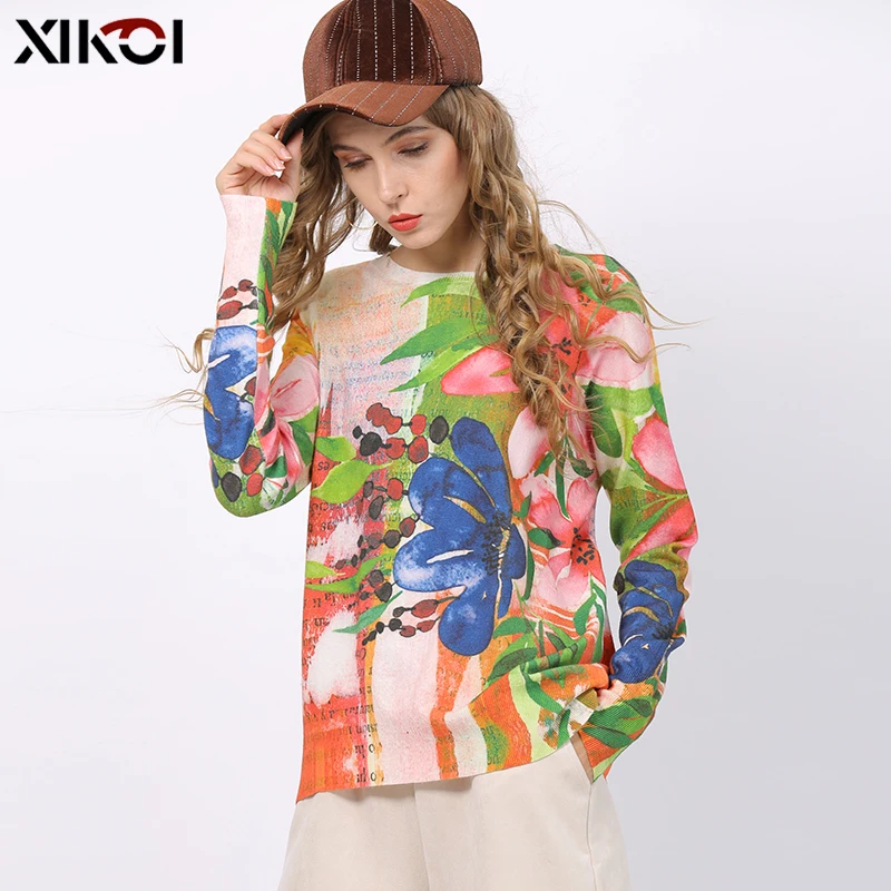 Осенний вязаный свитер Женский Зимний пуловер с круглым вырезом сексуальные