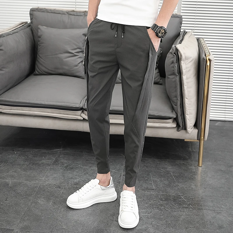 

Summer Pants Men Fashion Design 2021 Slim Fit Men Harem Pants Ankle Length Solid All Match Hip Hop Joggers Trousers Men
