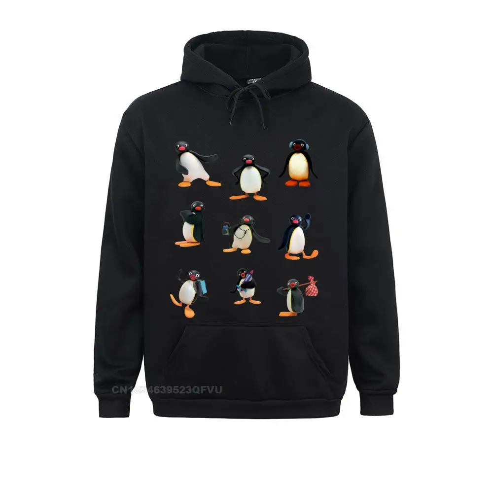 Pingu-suéter de algodón con capucha para hombre, ropa bonita Retro de gran tamaño, con dibujos de pingüino, Meme, para niños de los años 80 y 90
