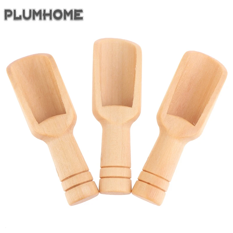 10 шт мини деревянная ложка с круглой ручкой из нержавеющей стали Чай соли Лопата