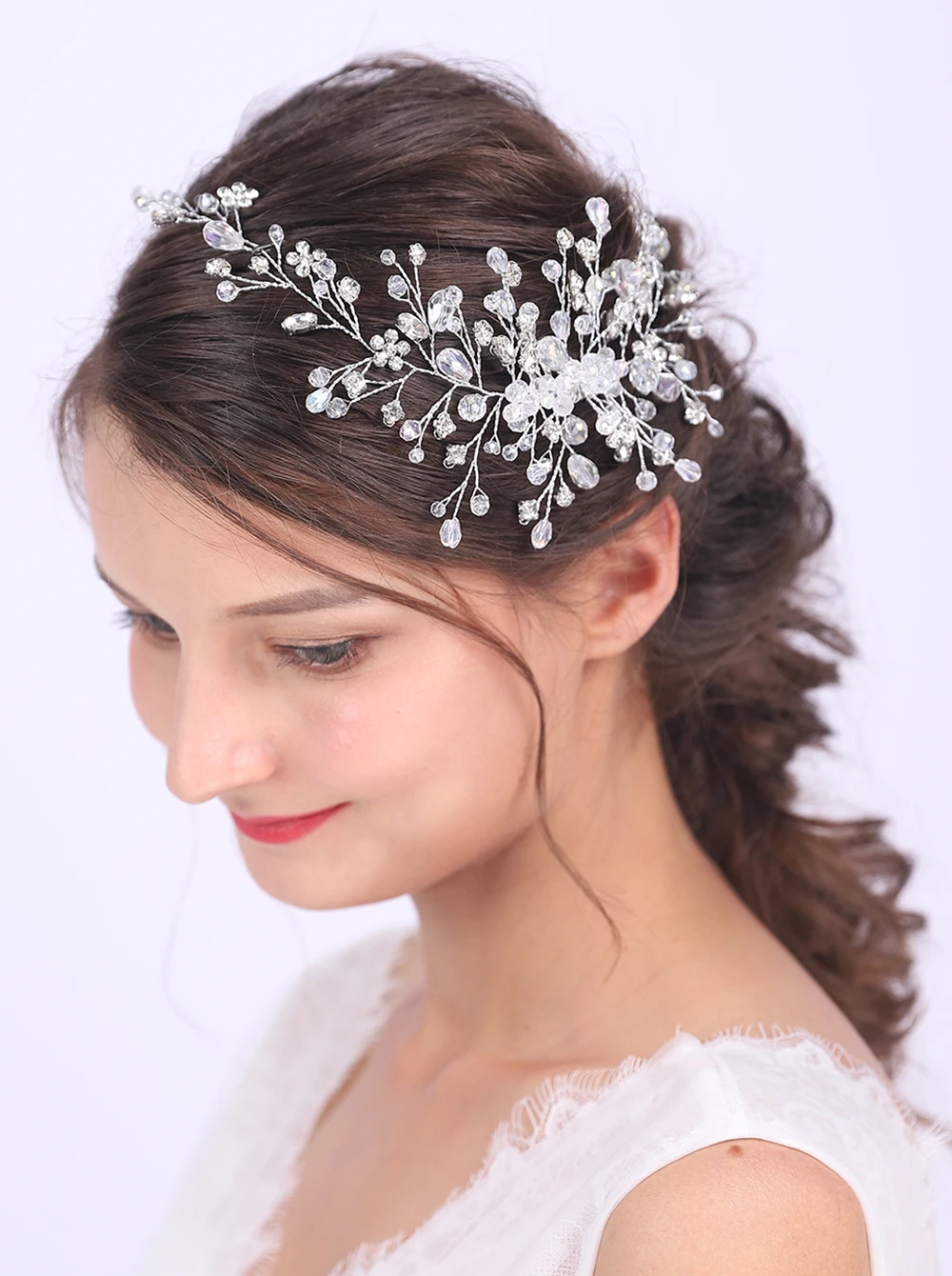 Серебряная розовая Золотая свадебная головная повязка блестящие стразы