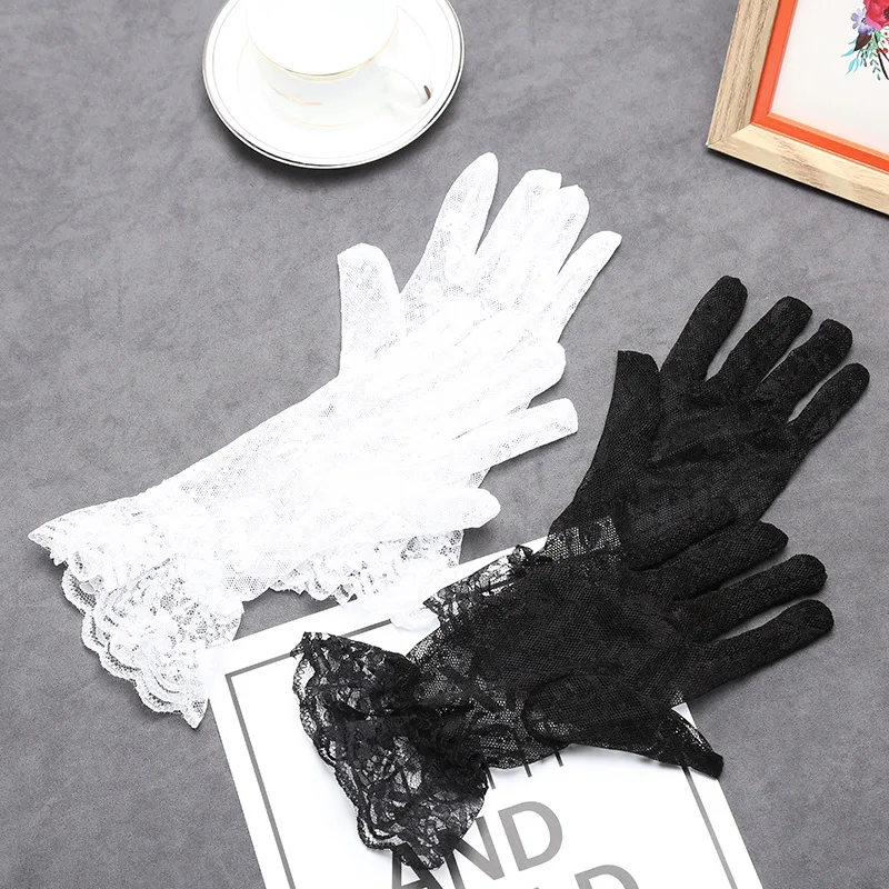 Модные кружевные перчатки с бантиком женские Прозрачная сетка Перчатки для