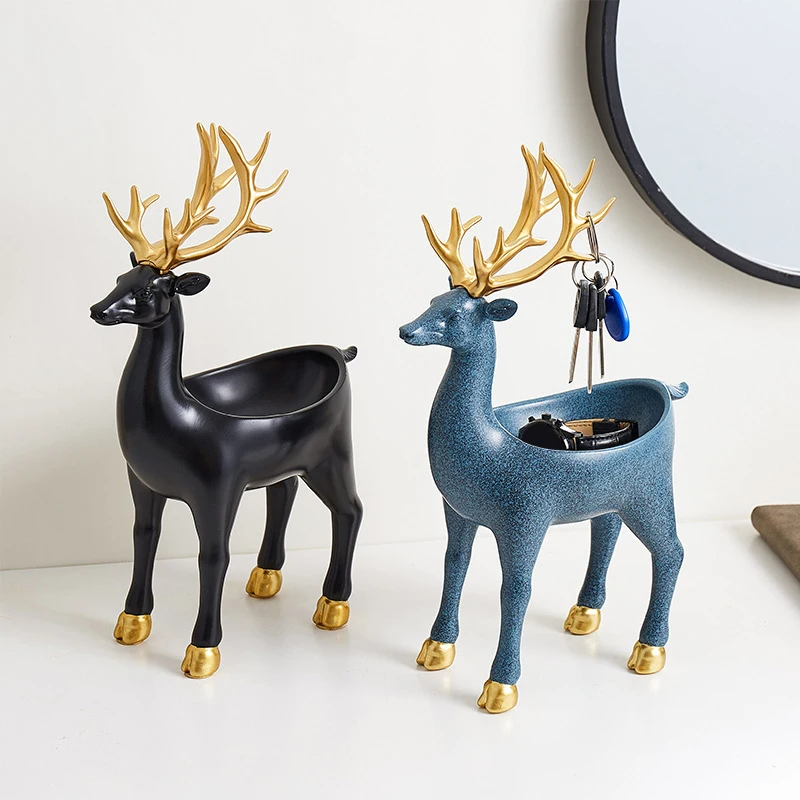 

Nordic Simple Elk Storage Decoration Home Deer Statue Key Storage Animal Resin Statue Home Decoration
