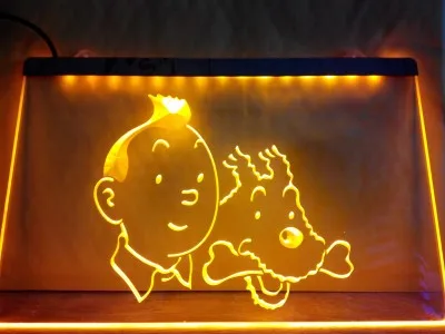 G129 Tintin и заснеженные Приключения комикс Новый светодиодный неоновый