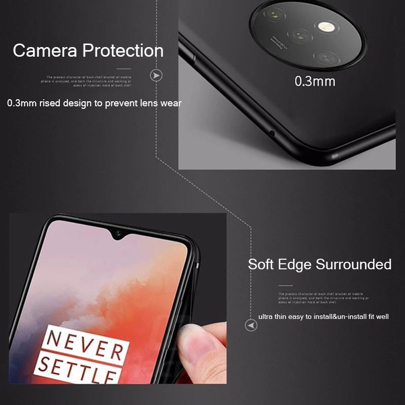 Hacrin чехол для Oneplus 7 T Pro Чехол из мягкого ТПУ ультра тонкая матовая задняя крышка One