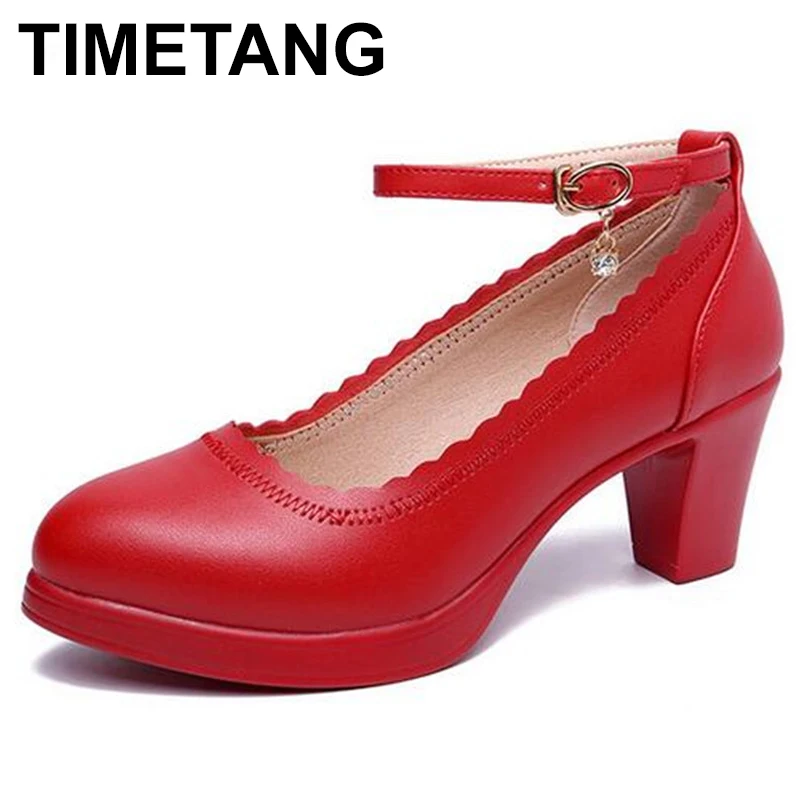 

TIMETANG 2019 New Fashion Wedding Shoes Big Size Catwalk Model Genuine Leather Women Shoes High Heels Woman Shoes Woman Pumps